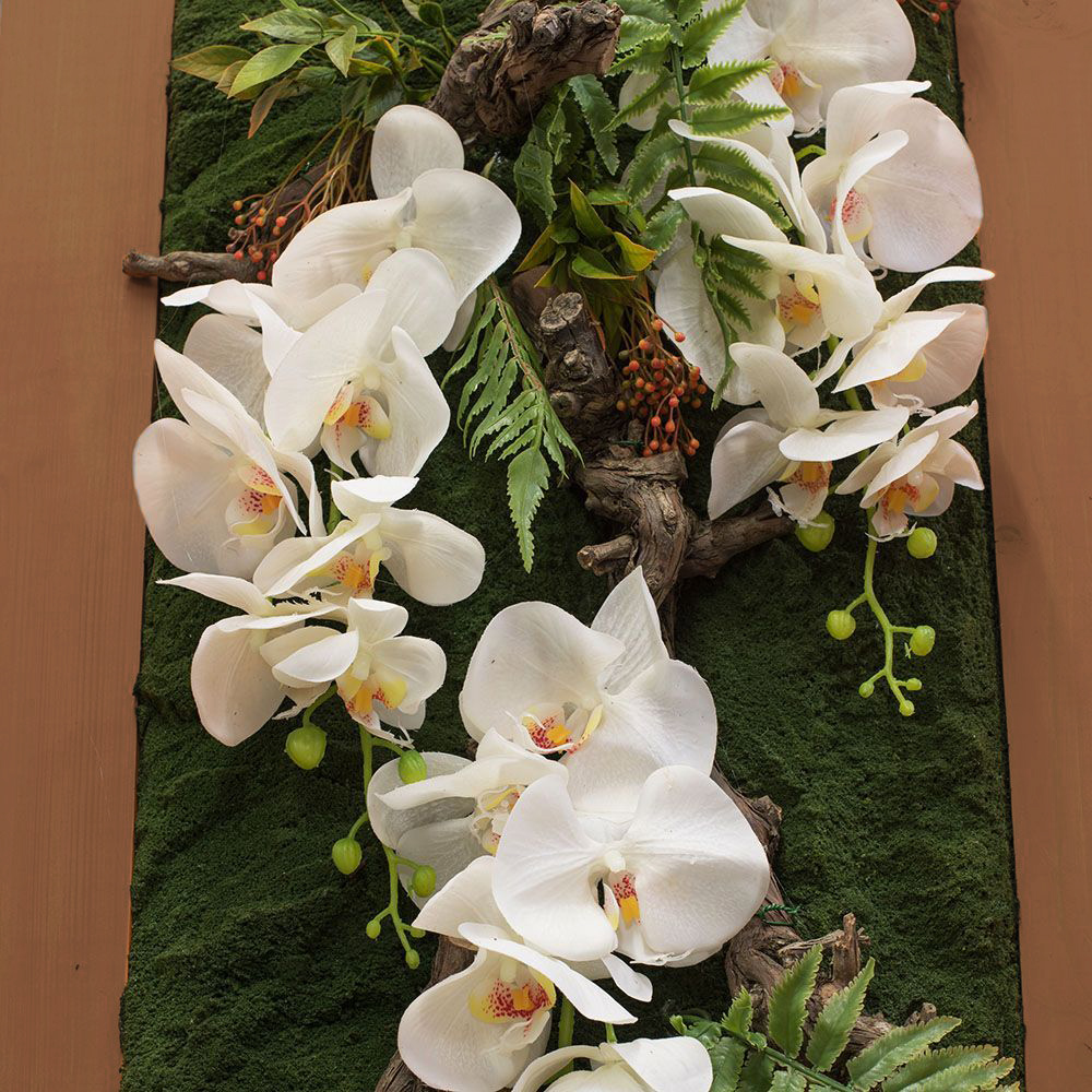 СКФ06/3(з) Фитокартина искусственная с орхидеями 50х200см в оранжевой раме_1