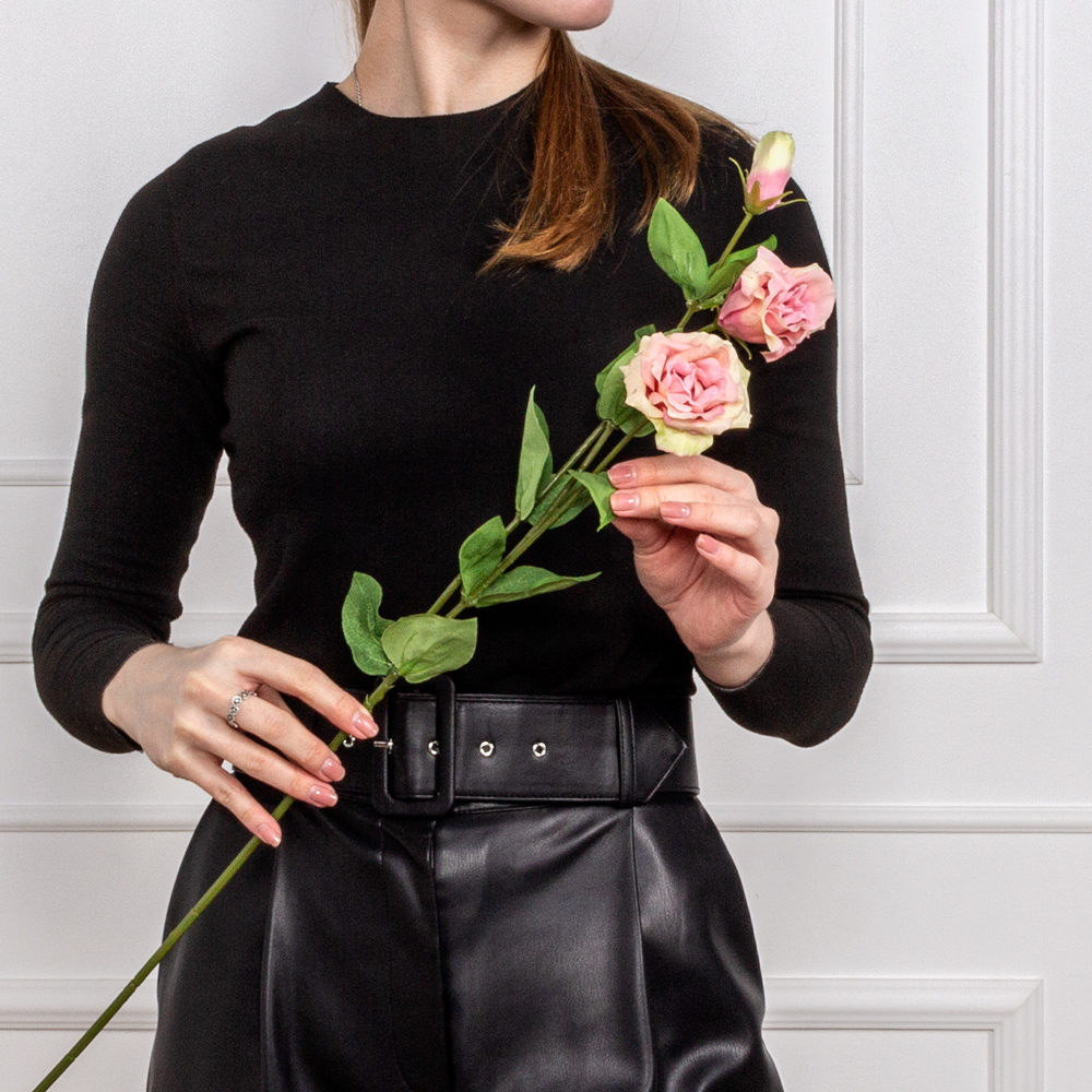 7141А/9120-20/1Р Лизиантус искусственный 2 головы, 1 бутон(латекс) h72см, розовый_4