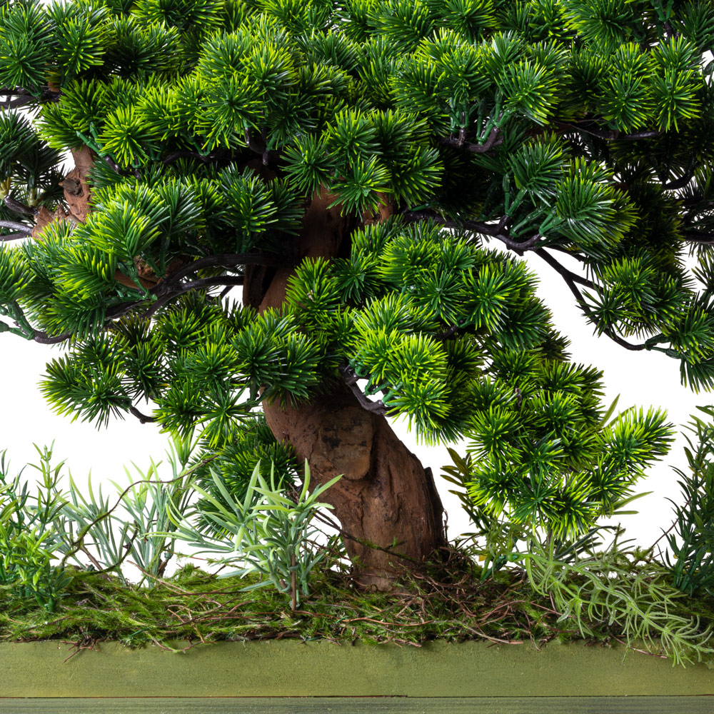 БС040/2К-1(з) Бонсай искусственный Сосна h40см, d кроны 40х65см на основании 71х10см_3