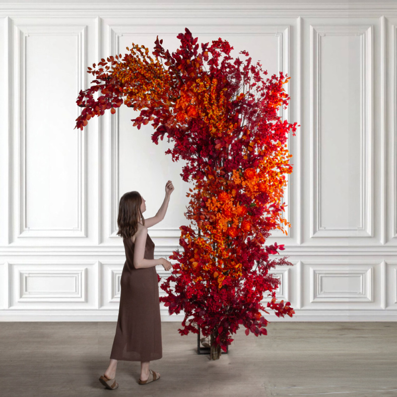 ДЛ175(F) Декор входной группы h310 см на прутьях,пристенный,красно-оранжевый_1