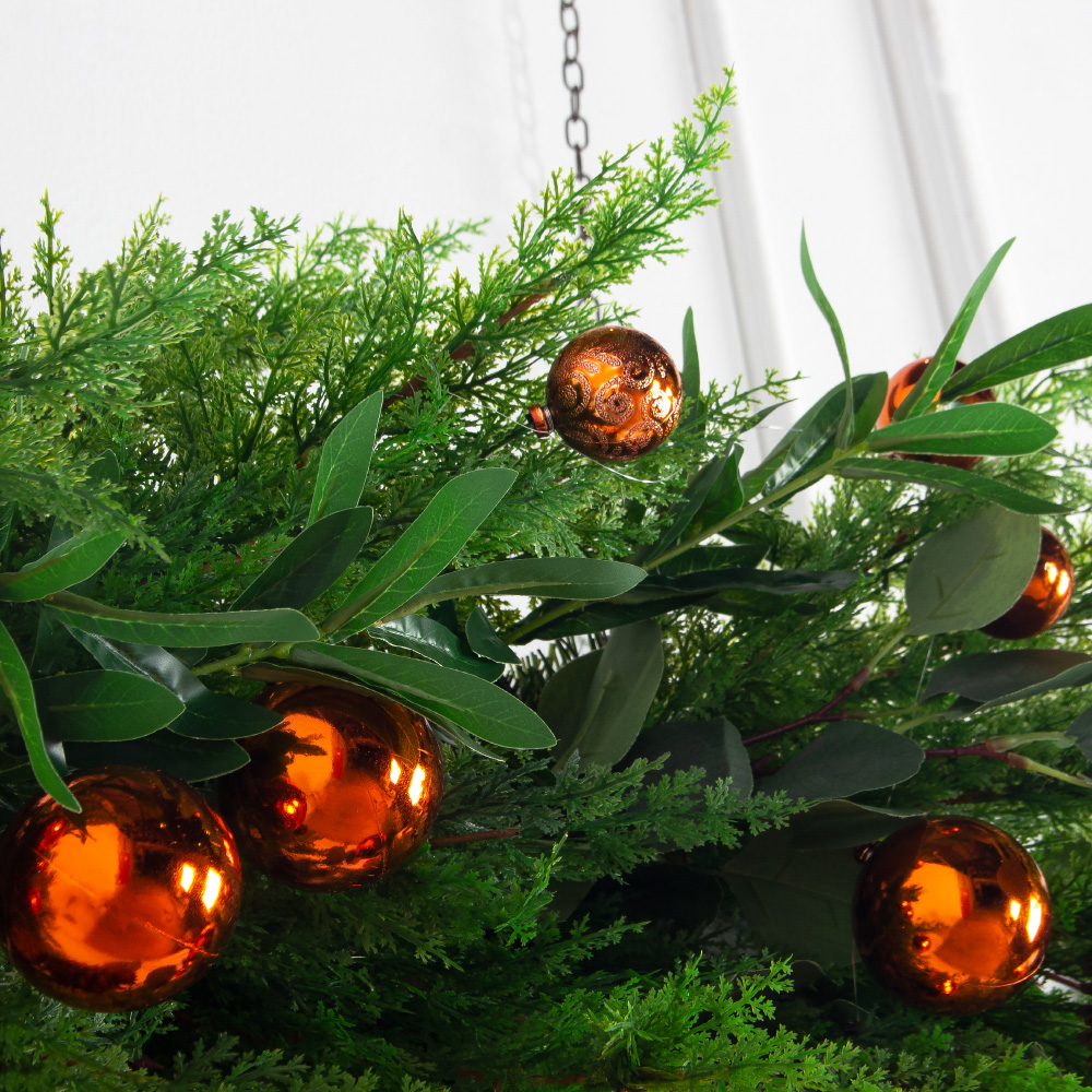 Л91-4(з)(F) Гирлянда НГ  искусственная из туи с шарами L100см, ширина 50см_3