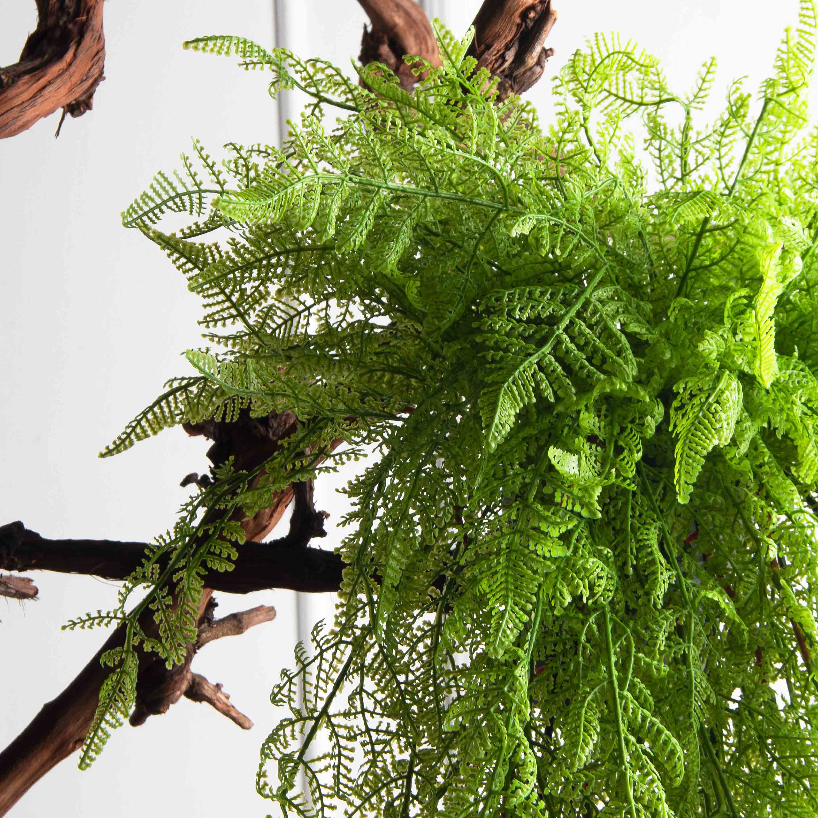 КС96(F) Папоротник Даваллия искусственная ампельная в кашпо_2