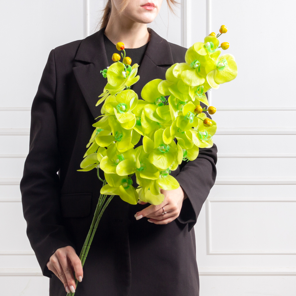 7141А/0108-01/24(F) Орхидея  искусственная h100см 9 голов, салатовая(латекс)_3
