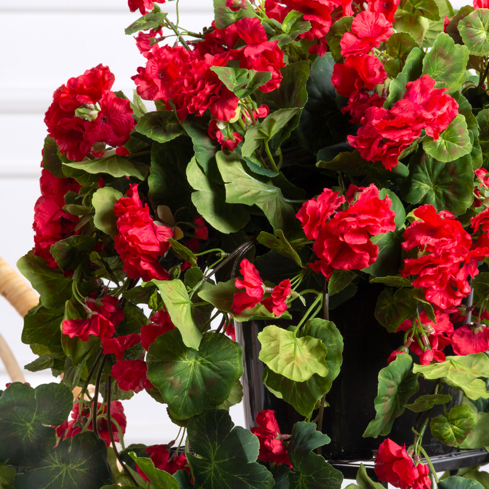 ЦС0031(з)(F) Композиция искусственная с Пеларгонией в кашпо d22см, h18см, красная_2