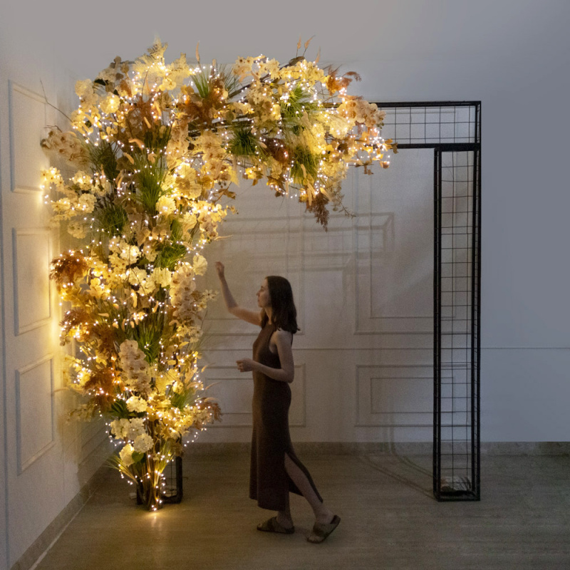 ДЛ176/СВ03(Пр)(Fix)(F) Декор вход. группы h300см на прутьях, пристен. с гирляндой 