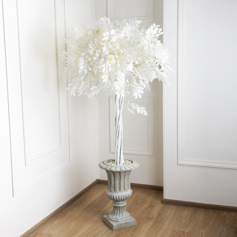 150/РН/486(з.) Дерево искусственное интерьерное с розами h150см