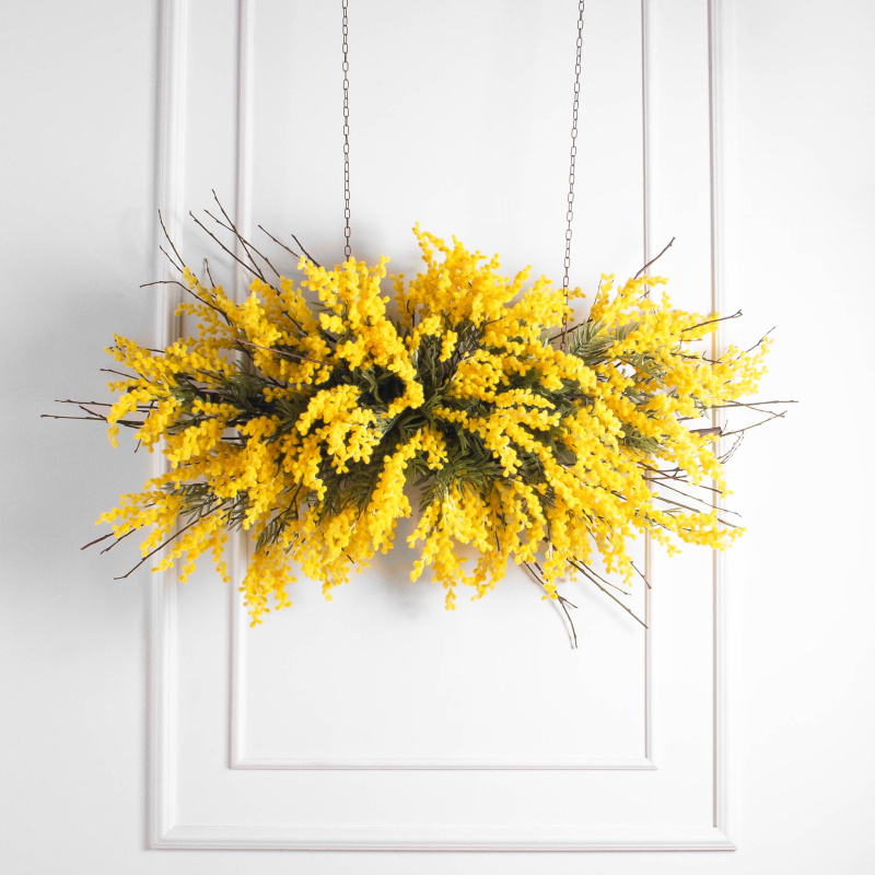 ДЛ/РН/43(Пр)(F) Декор входной группы весенний с мимозой L100см на прутьях, пристенный_1