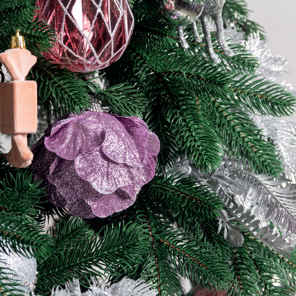 250/538-1(з)(F) Ель  искусственная  h250 см с украшениями розово-сиреневая, серебро_10