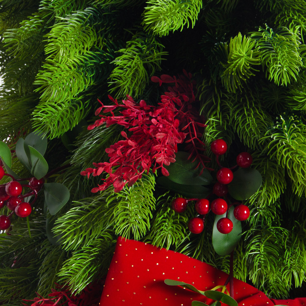 120/289-3(Пр)(Fix)(F0 Ель искусственная h120см с красным декором на основании_4