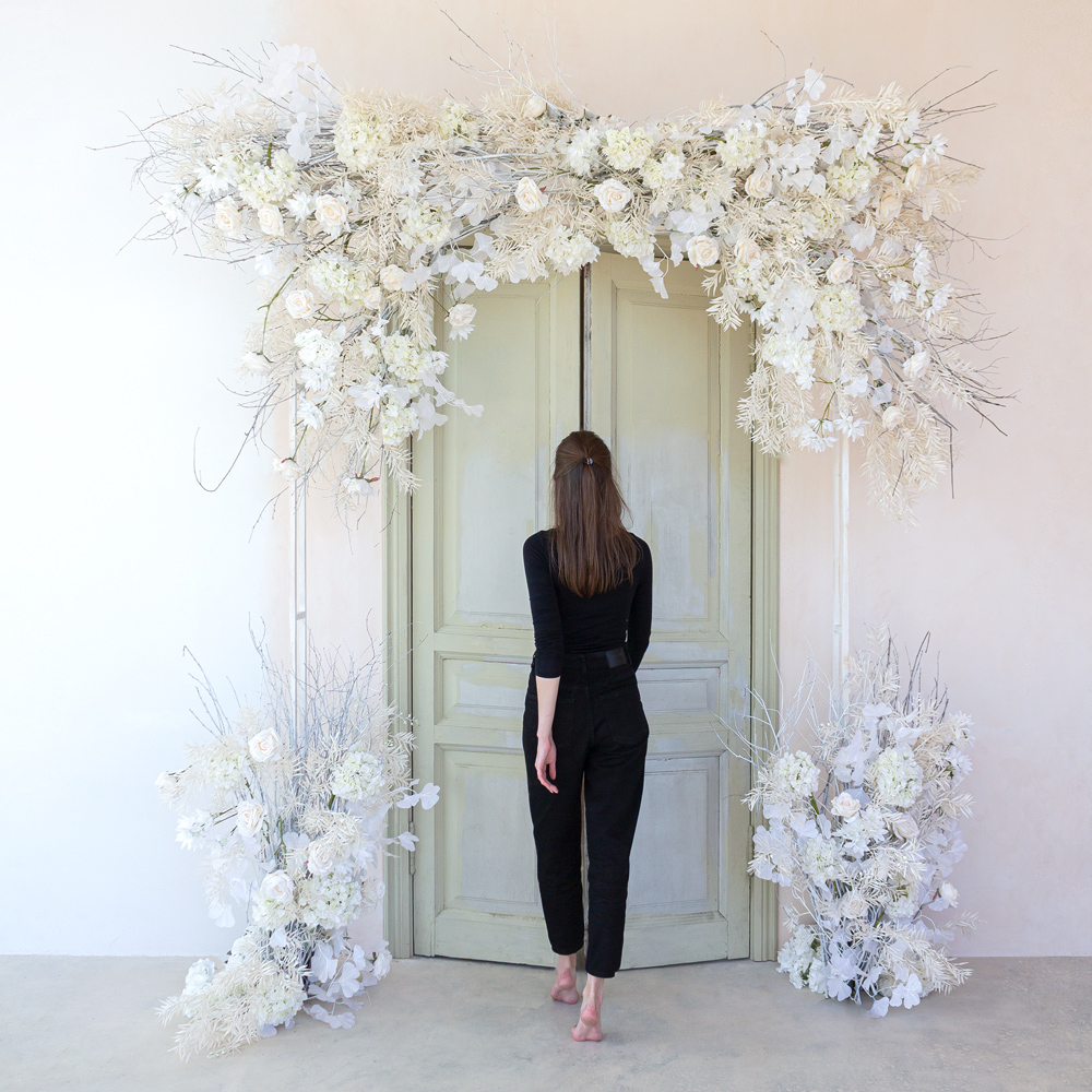 Л92-1 Гирлянда искусственная зимняя с цветами ампельная L100см_2