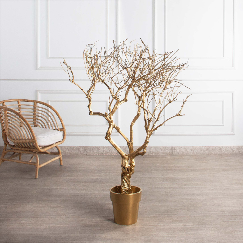 140/ДЗ(Пр)(F) Дерево интерьерное h140см, натуральная древесина, золотое_1