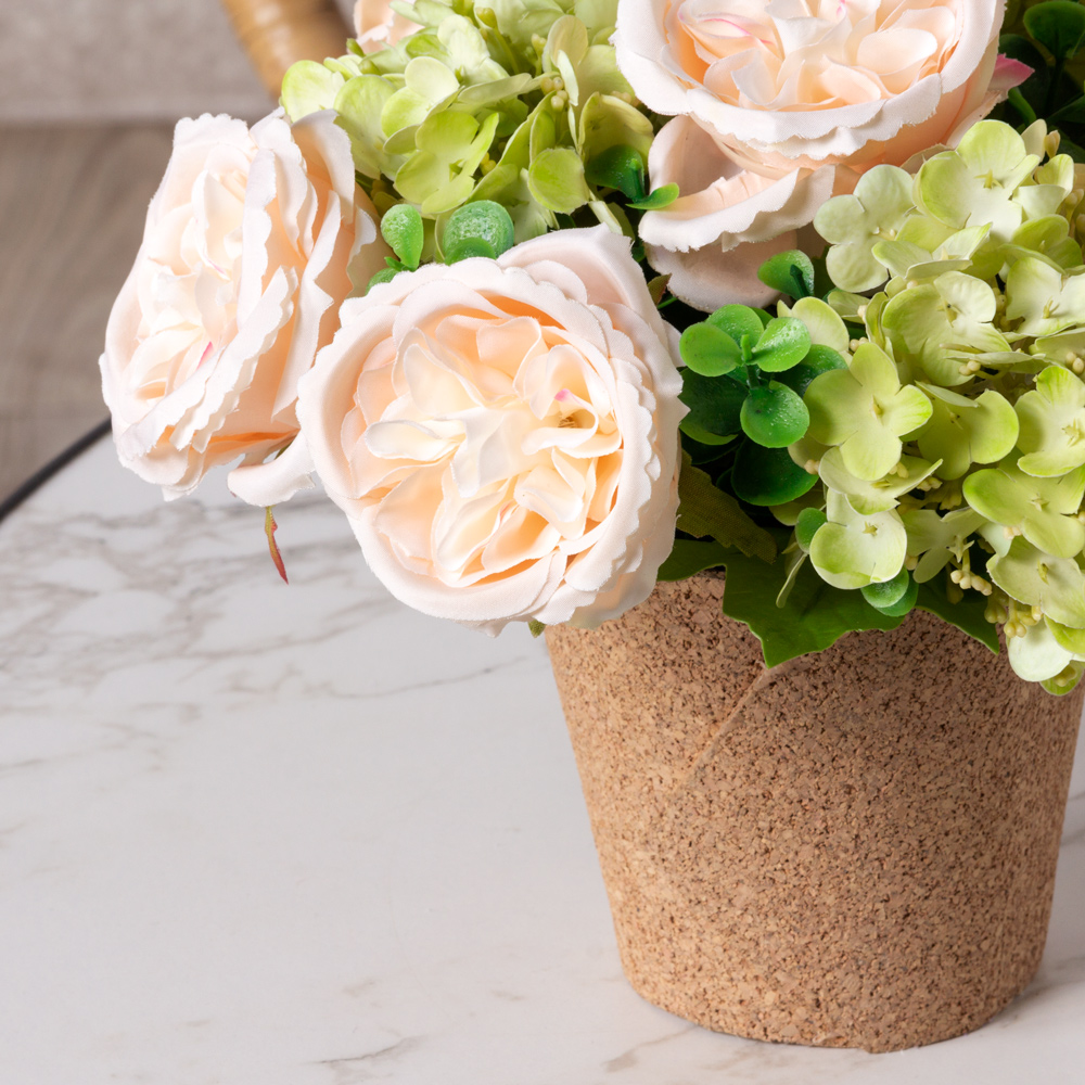 КС24-4 Роза искусственная с гортензией в кашпо (зеленая)_3