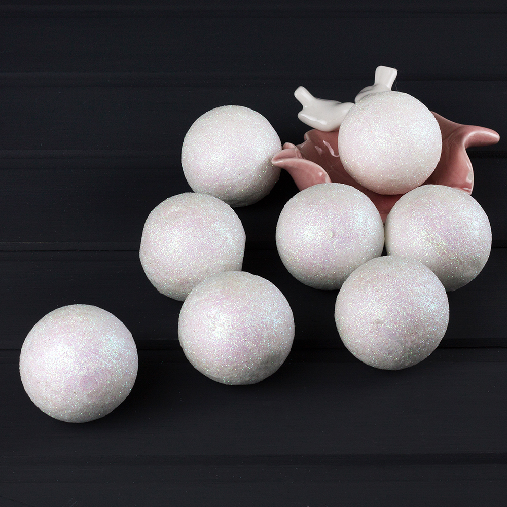 736/6055-6 Шар белый с обсыпкой (8шт/уп)