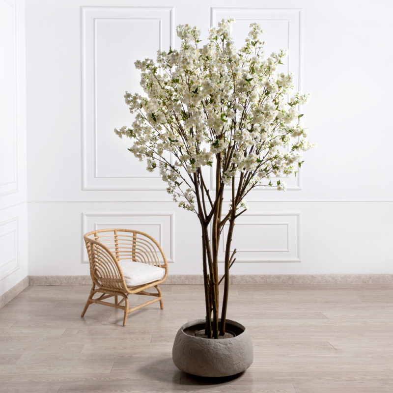 240/РН/491(з)(Пр)(F) Яблоня искусственная цветущая h240см, d140см, белая