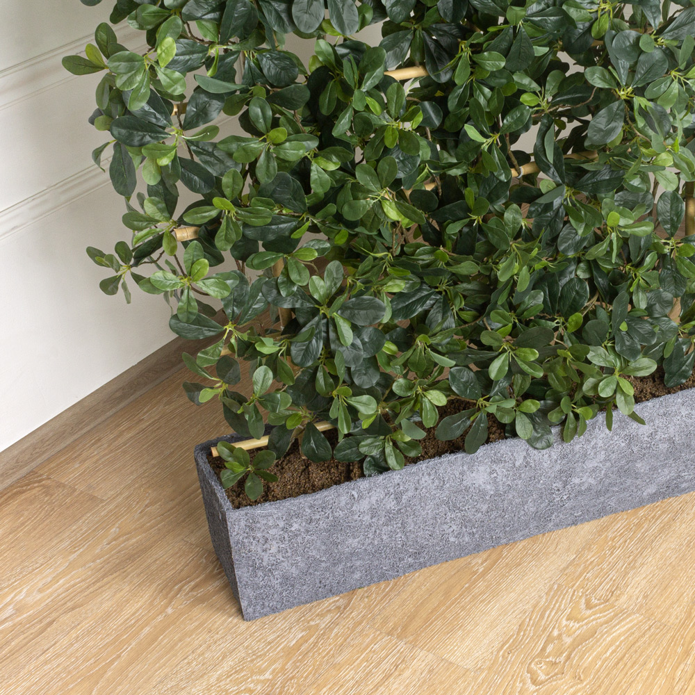 Ш200/84(з) Ширма искусственная с шеффлерой h200см в кокосовом боксе 95х20х20см_3