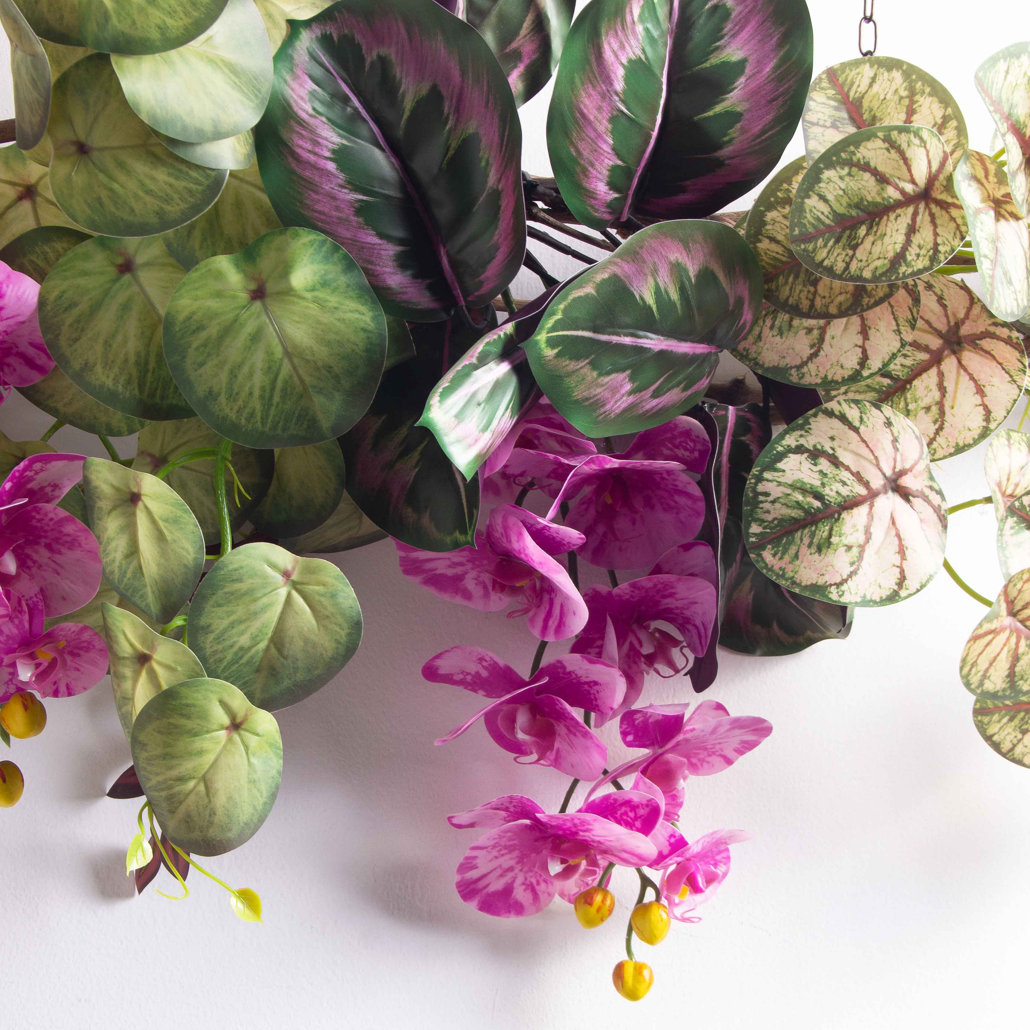 Л135-2(з)(F) Лиана тропическая с бордовой традесканцией и орхидеей L100см_3