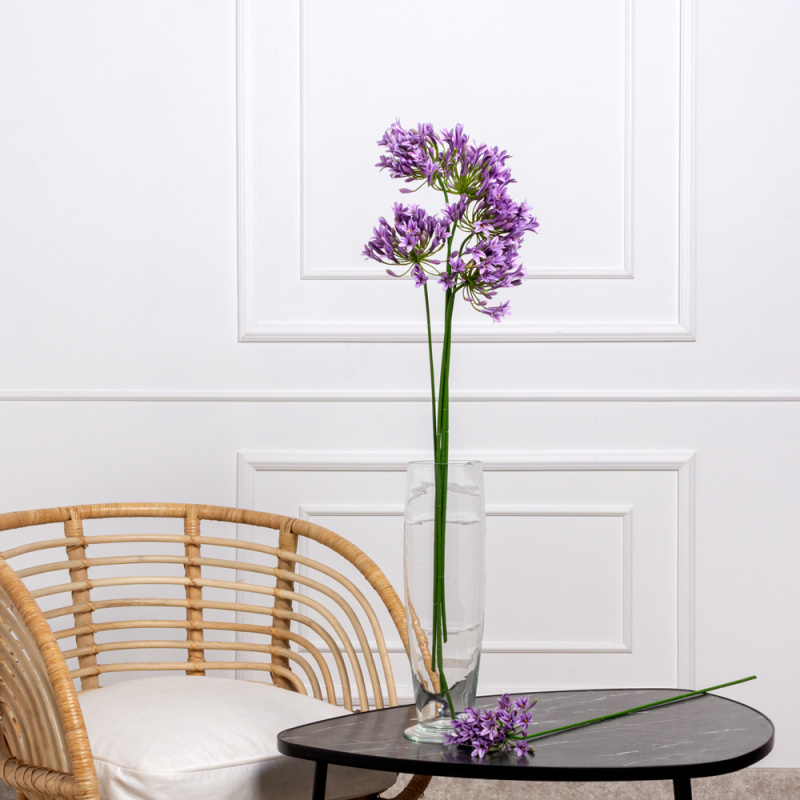 7141А/0443-11/8Р Агапантус искусственный зонтичный h75см, сиреневый