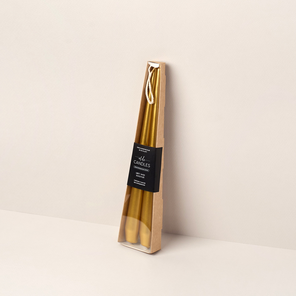 СК25-30(Fix)(F) Свеча коническая 25см Оттенок №30 (золотой) 2шт/уп_2