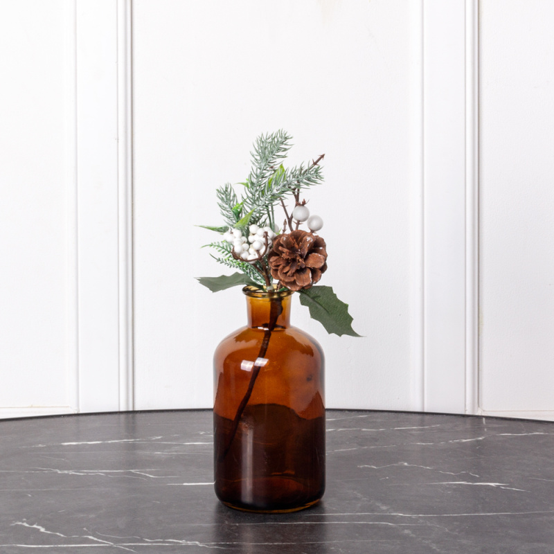 736/9271-06Р Пика НГ еловая с шишкой и белыми ягодами h24см