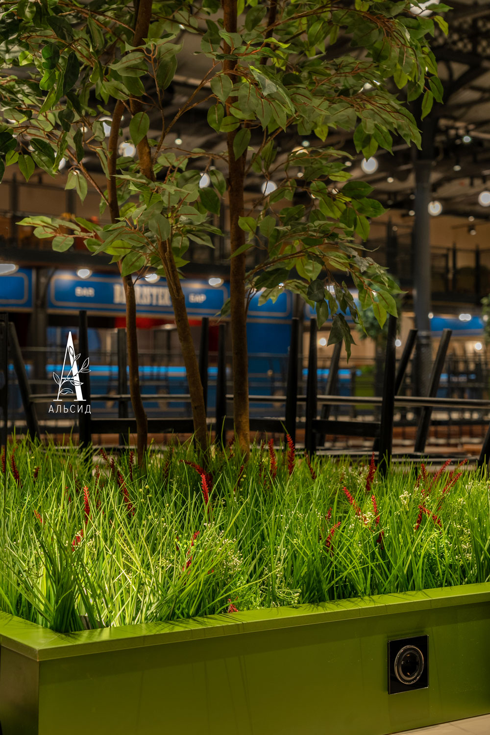 ВМ51-5/2(з.) Композиция искусственная Разнотравье на вставке 51х35хh5см, бордо_4