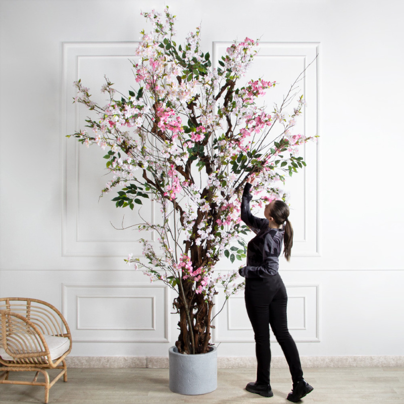 330/ОС/491/34/5170(Пр)(F) Яблоня искусственная пристенная h330см, бело-розовая_1