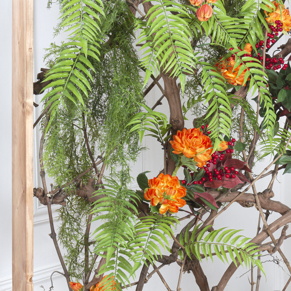 Ш180/60-3(з) Ширма декоративная искусственная цветочная в раме 140хh180см, бордо _5