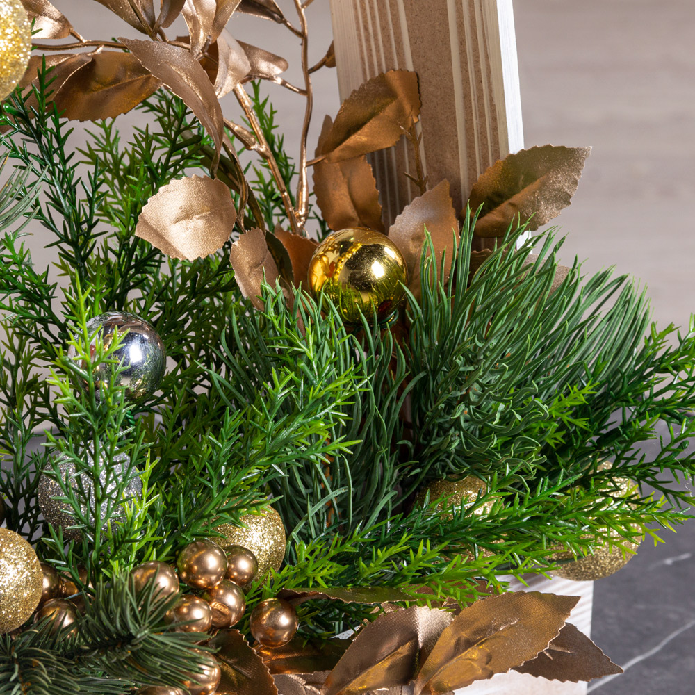 КНг59(F) Композиция искусственная НГ Елочка в ящике 40х9хh8см, золото_4