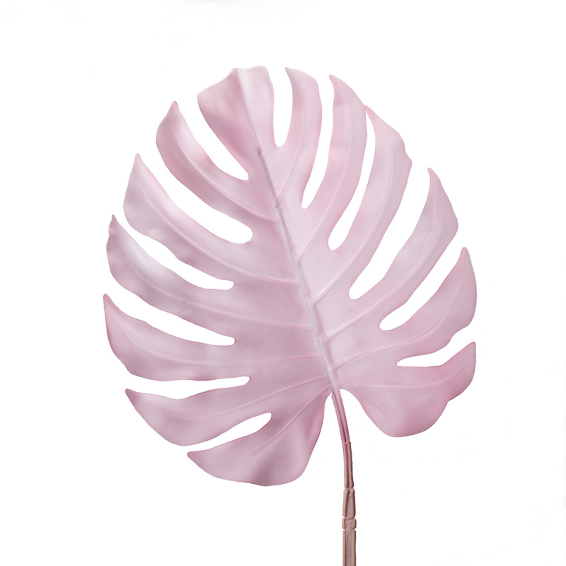 7143/0030-6/1 Лист Монстеры искусственный, розовый, большой h 90 см (40+50)