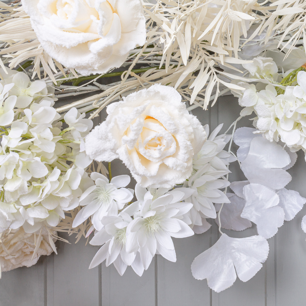 Л92 Гирлянда искусственная зимняя с цветами L100см_4