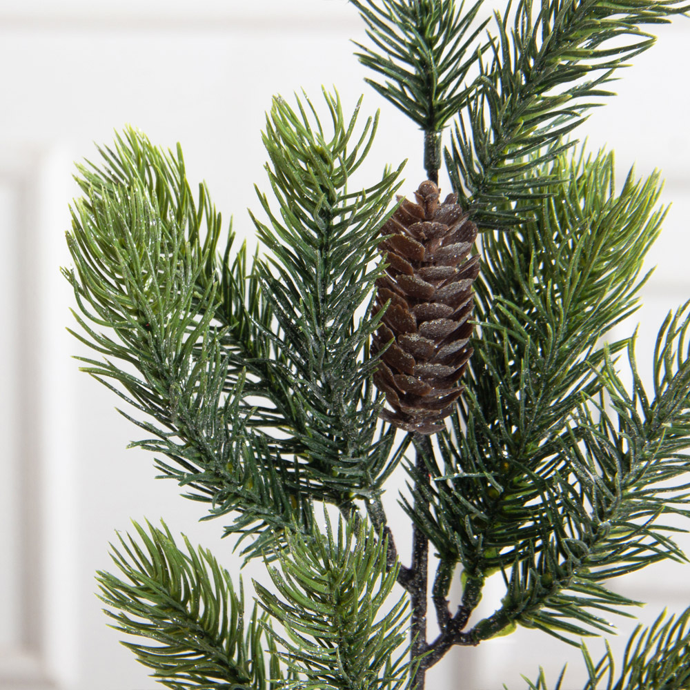 736А/9271-0163(F) Ветка еловая НГ с шишкой и блёстками h47см(30+17см) 6частей и 1шишка_4