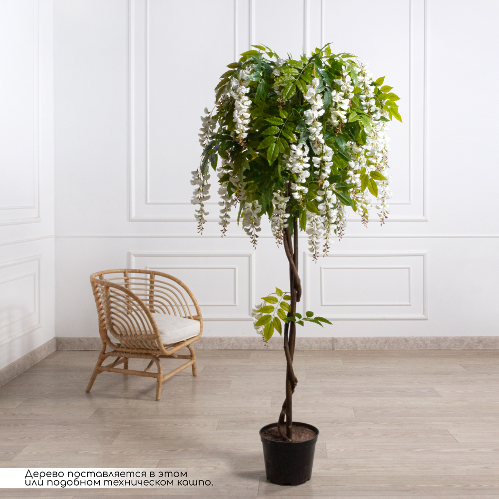 180/ПК/424-1(Пр)(Акция)(F) Глициния(вистерия) искусственная h180см (латекс), белая_1