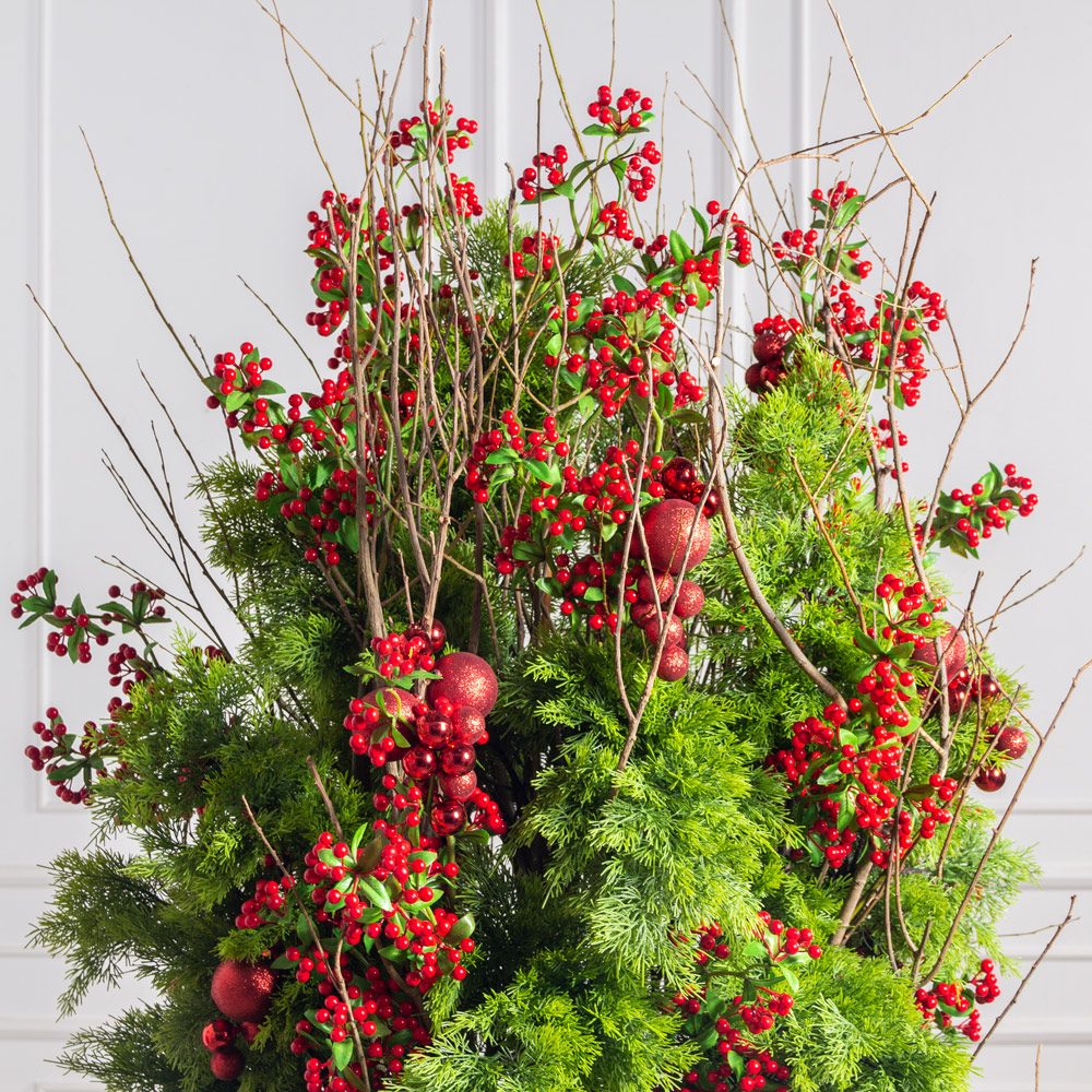 ДЛ148-1/1(з)(F) Декор входной группы хвойный L200см на прутьях в кашпо_1