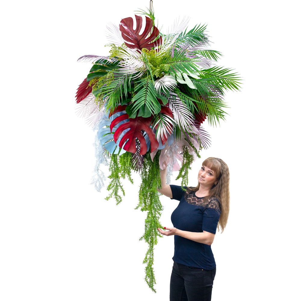 ККД87/317-1(з) Кокедама Тропический микс h30см(латекс/силикон) на шаре d30см_2