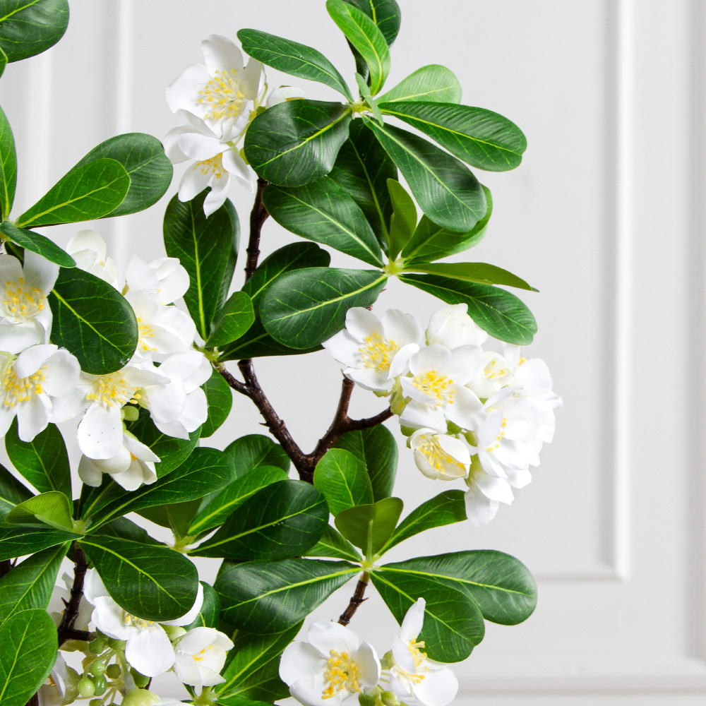 7141А/0287-0344/23(F) Ветка яблони искусственная h74см(4 соцветия) белая_4