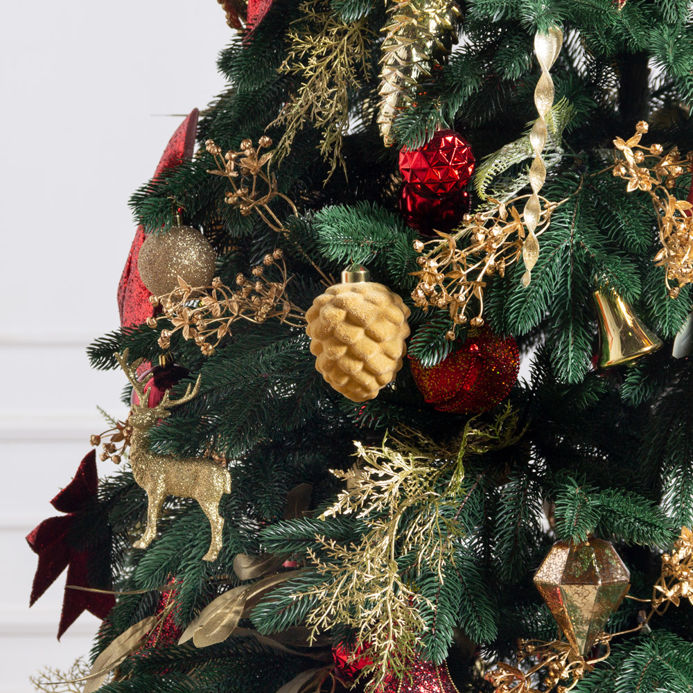 250/538-2(з)(F) Ель  искусственная  h250 см с украшениями бордовое, золото_4