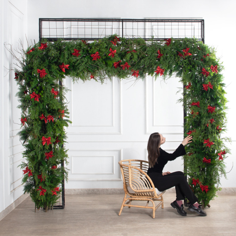 ДЛ182-1(з)(F) Декор входной группы хвойный h252см d305см на прутьях, пристенный_1