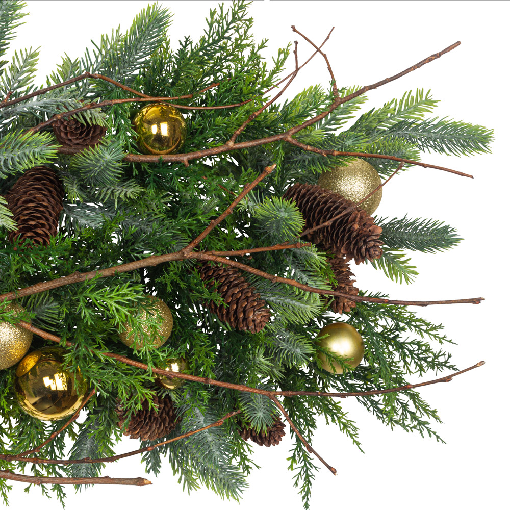 Л89-1 Гирлянда искусственная НГ хвойная с украшениями на сетке L100см_32