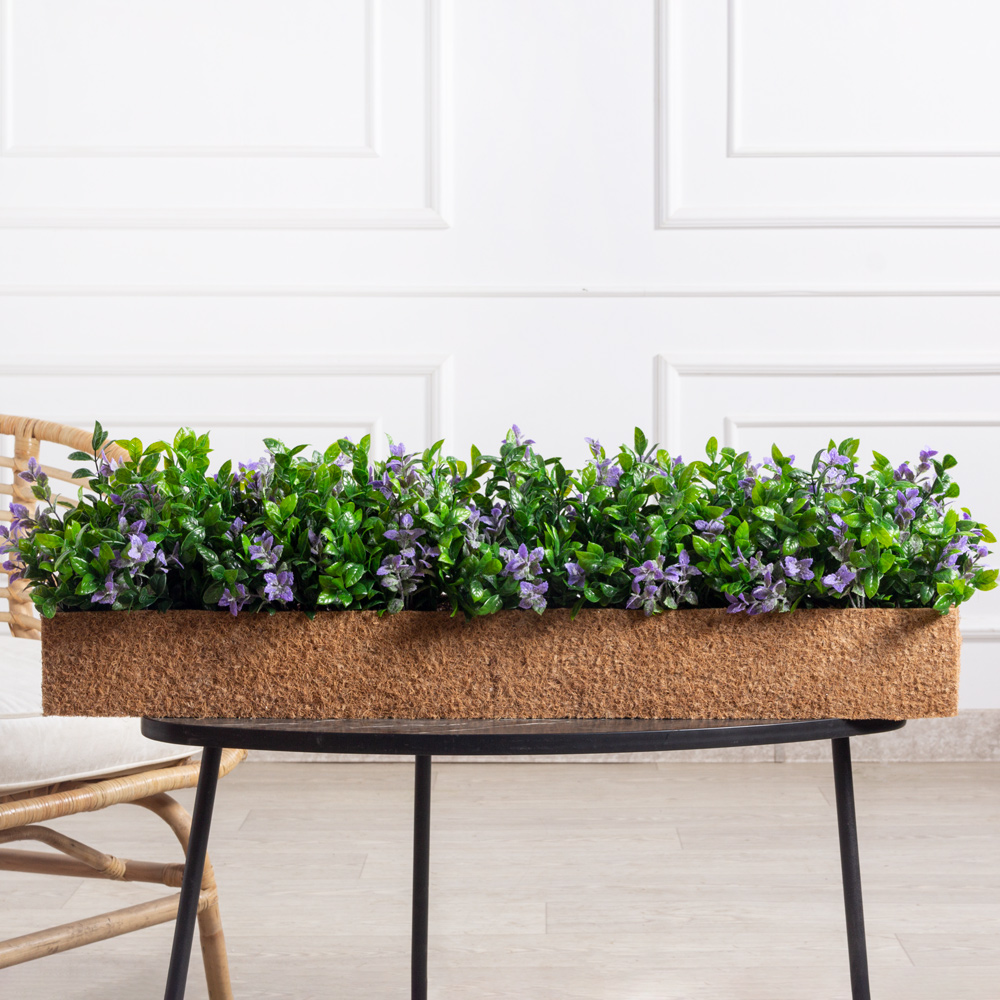 ТД109(з)(F) Черничник  искусственный с зеленью с патиной  в кокосовом боксе 88х16х10см ( фиолет)_1