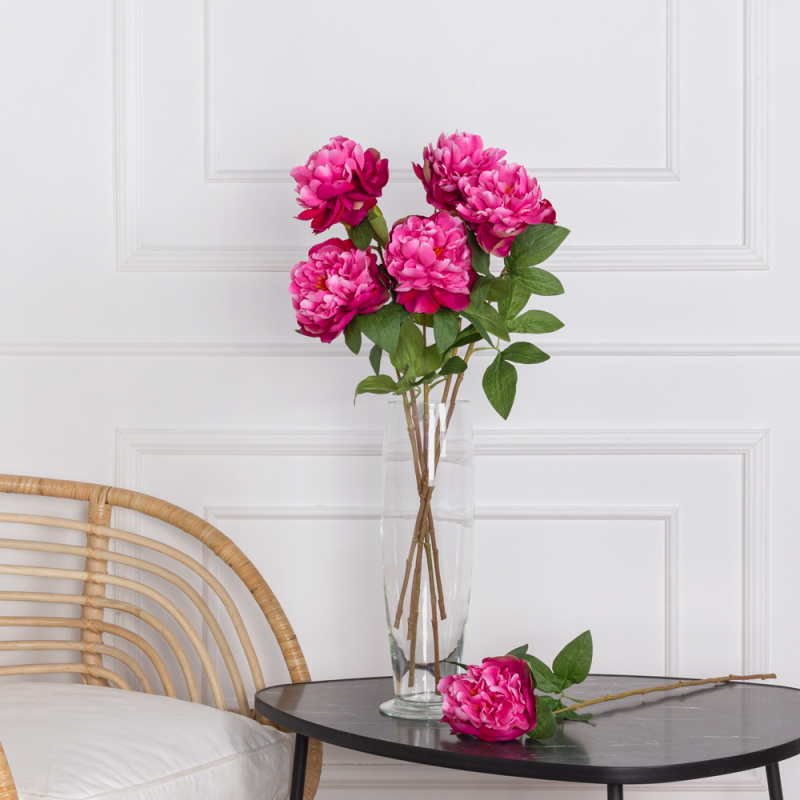 7141А/9120-22/15Р Пион искусственный 1 голова d13см, h64см, цикламен