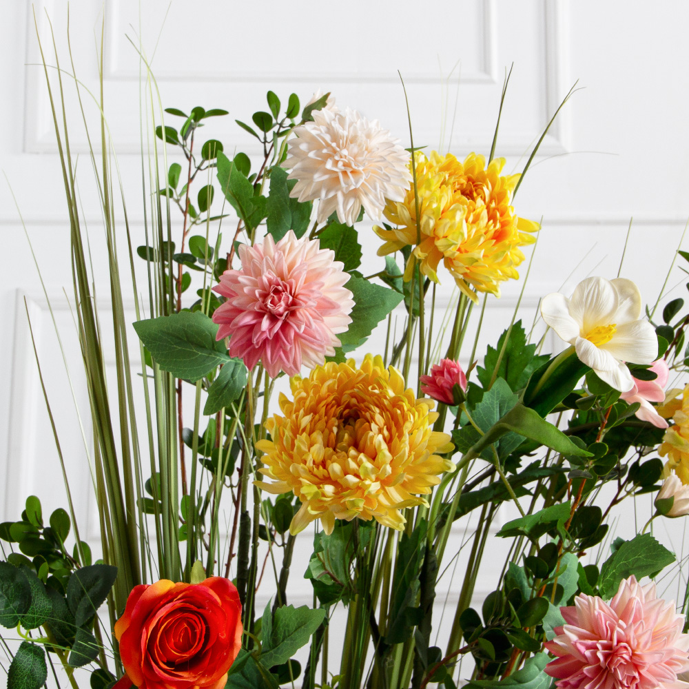 ВМ105-4(з)(F) Композиция искусственная цветы и трава на вставке 115х15хh10см_5