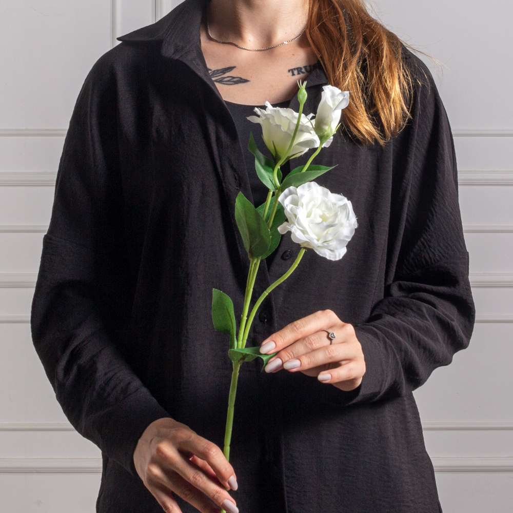 7141А/9149-04/23(F) Эустома искусственная 2 головы, 1 бутон,  h67см,  белая_4