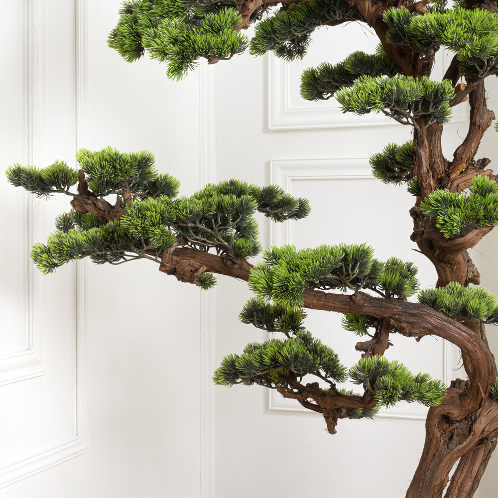 БС200/ОС/30(з) Сосна бонсай искусственная h200см (пластик) на основании, зеленая_3