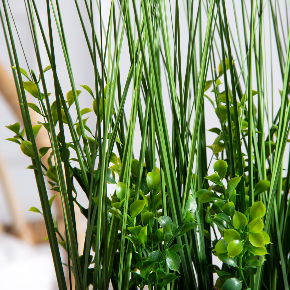 Т025(F) Трава Осока искусственная с самшитом h28см в кокосовом боксе 50х8х8см_2