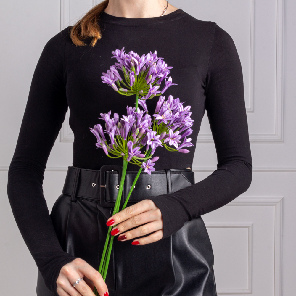 7141А/0443-11/8Р Агапантус искусственный зонтичный h75см, сиреневый_3