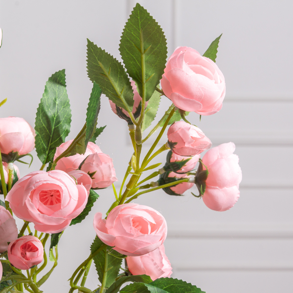 7141А/0443-3/1 Ранункулюс искусственный, 5 голов, 6 бутонов, h51см, розовый_2