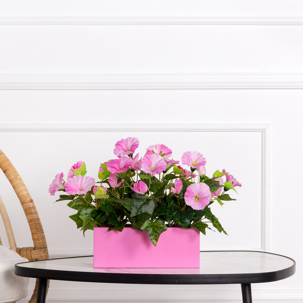 ТДЯ440-3 Петуния искусственная розовая в деревянном ящике 20х9х8см_1