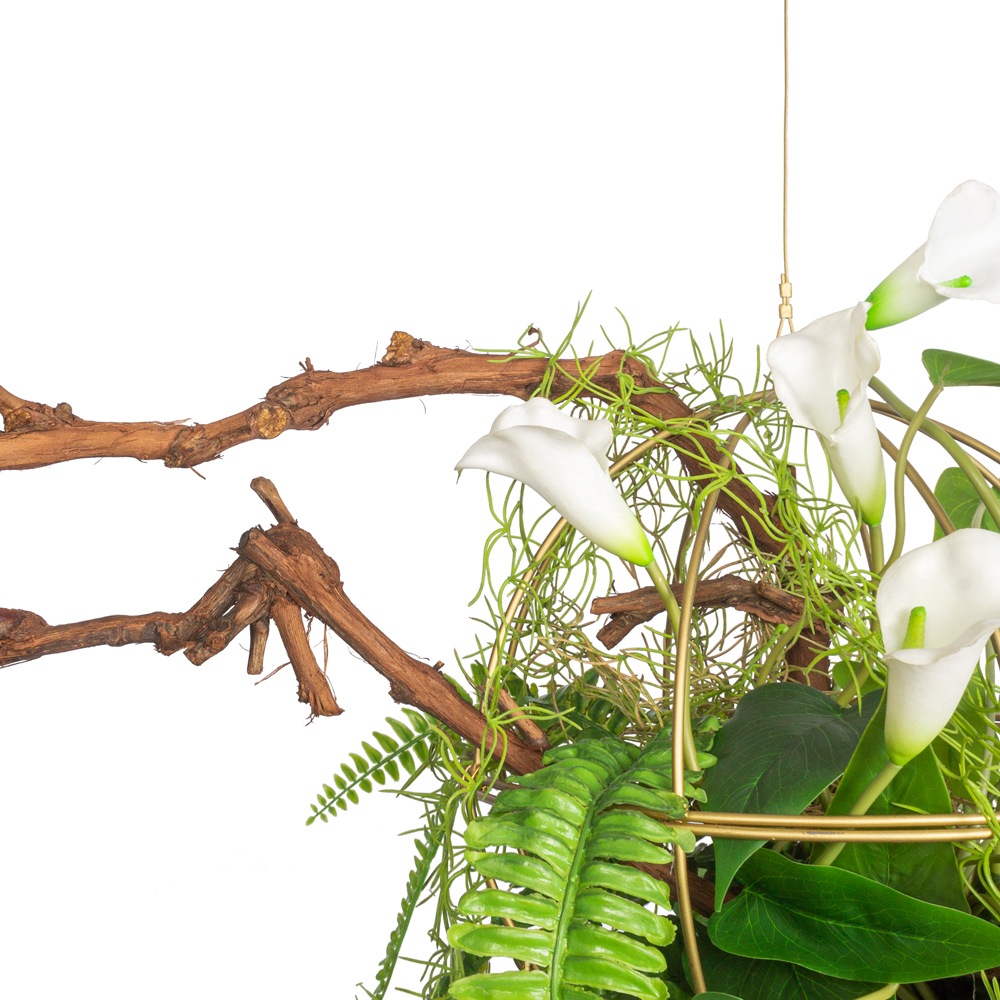 КМП10 Композиция искусственная с Каллами на подвесном мет/шаре (латунь) d30см_2