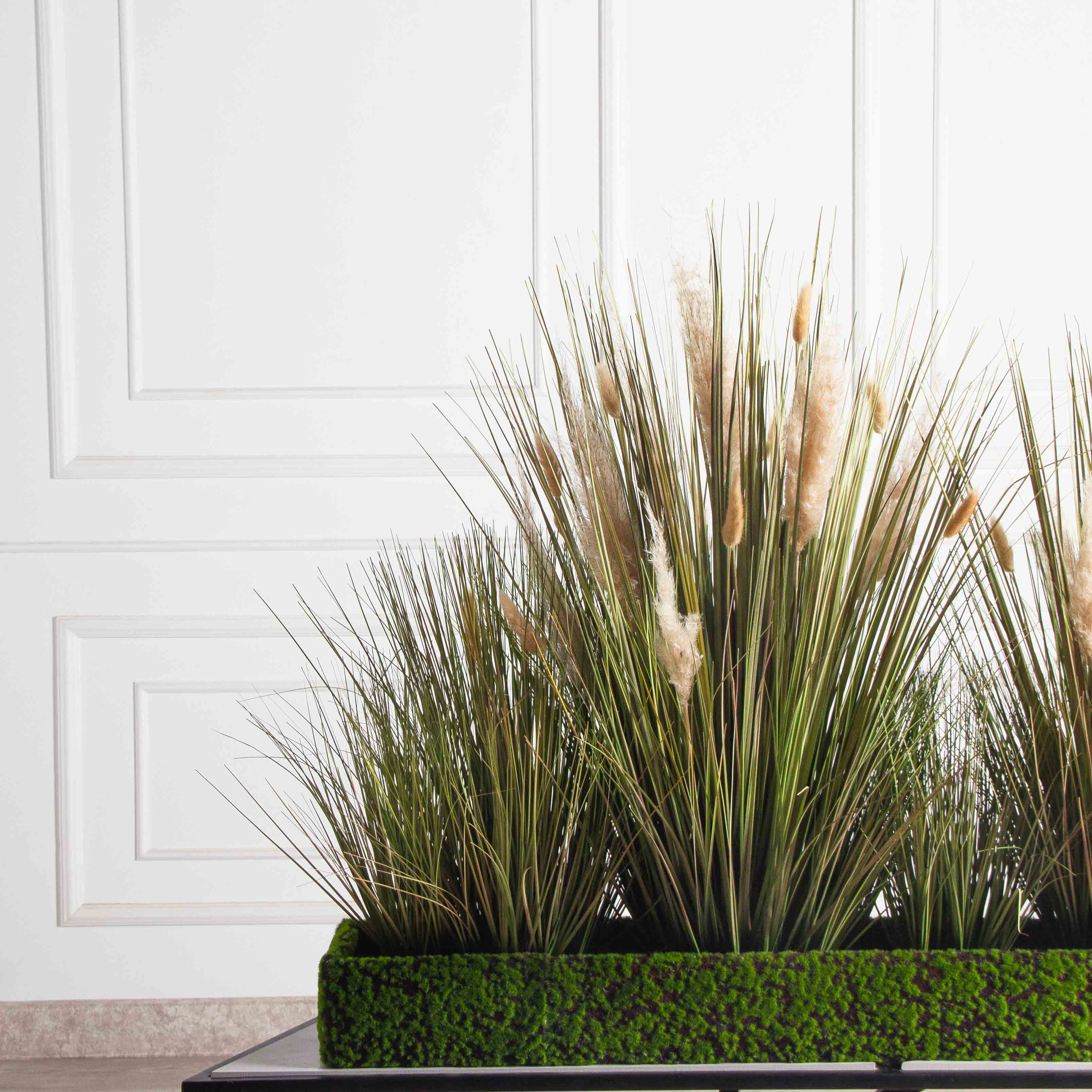 ТД097-17(з)(F) Трава Осока искусственная с сухоцветами h70см в мшистом боксе 120х20х10см_3