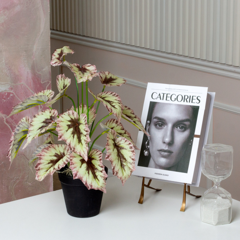 ЦС211-2(F) Бегония искусственная бело-бордовая