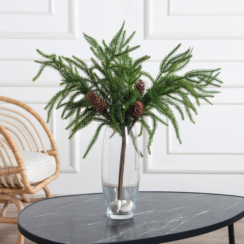 736А/9271-0041(F) Ветки еловые с шишками из 5штук h58см(38+20см)_1